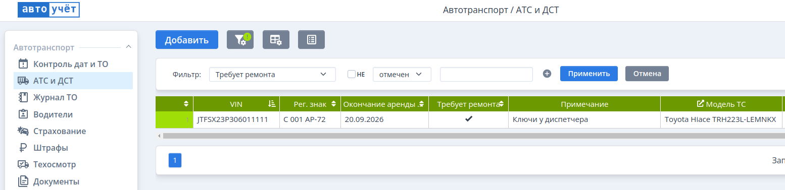 Список АТС с дополнительными полями