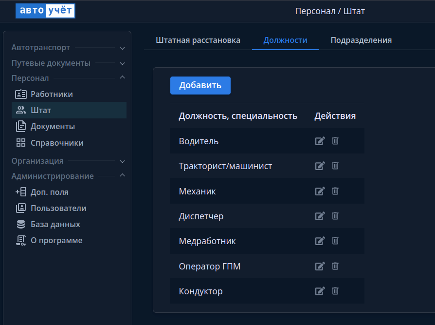 Должности (специальности)